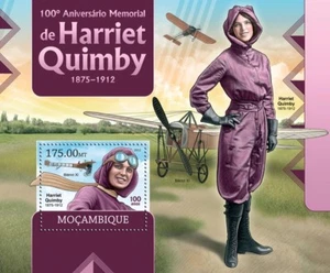 HARRIET QUIMBY Pioneer Aviator Bleriot XI Aircraft Stamp Sheet 2/2012 Mozambique - Picture 1 of 1
