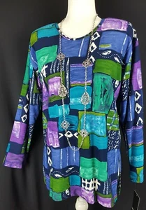 LAUREN PICAZZO DAMEN OBERTEIL MEHRFARBIG BEDRUCKT RUNDHALSAUSSCHNITT GRÖSSE S 3/4-ARM 11201I - Bild 1 von 11