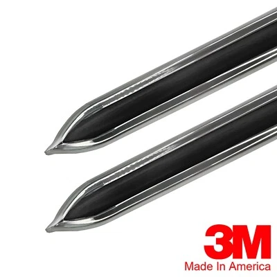 Vintage Style 7/8" Black & Chrome Side Body Trim Molding - Formed Pointed Ends - Image 1 of 3