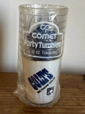 8 Vintage Baltimore Colts NFL Football Comet Plastic Party Tumbler Cups 10oz NOS - Image 1 of 4