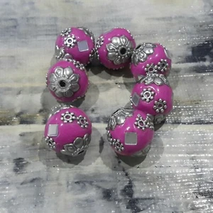 Handmade Indonesian Bead, Antique Silver, Camellia, 5pce  Free Postage OZ SELL - Foto 1 di 3