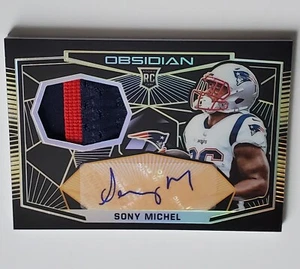 SONY MICHEL 2018 Panini Obsidian Rookie AUTO Jersey Patch #132 Orange /50 - Picture 1 of 7