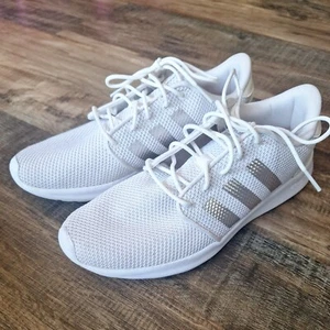Adidas White & Silver Running Sneaker Size 8 - Picture 1 of 13