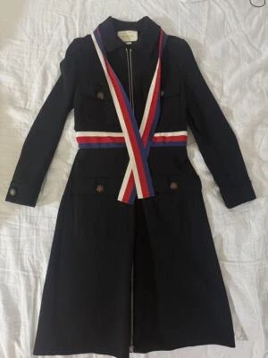 Gucci темно-пальто платье с полосками ремень, стильный, б/у размер S 2506SM - Изображение 1 из 3