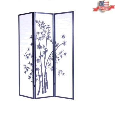 Versatile Black Shoji Room Divider: 3-Panels for Dynamic Privacy Solutions - Image 1 of 3