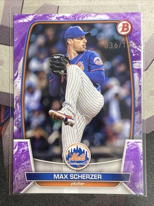 2023 Bowman #53 MAX SCHERZER PURPLE PATTERN PAPER #d 036/199 New York METS