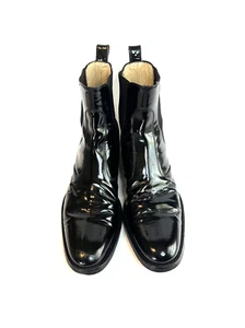 Dolce & Gabbana Black Patent Leather Chelsea Boots Men Size 12 Made In Italy - Picture 1 of 23