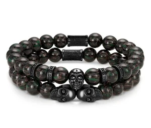 SkeletonHD -NUNCA CONFORME - FUERZA OSCURA Doble Combate Verde con Calaveras Negras Pulseras - Imagen 1 de 3