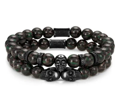 SkeletonHD -NUNCA CONFORME - FUERZA OSCURA Doble Combate Verde con Calaveras Negras Pulseras Foto 1 de 3