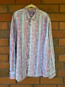 Robert Graham Party Hemd gestreift Knopfleiste Retro | blau lila | Herren 2XL - Bild 1 von 14