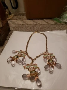 Never Worn Multi Faceted Necklace Pineapple Motif 14" Long Lots Of Colors - Imagen 1 de 8