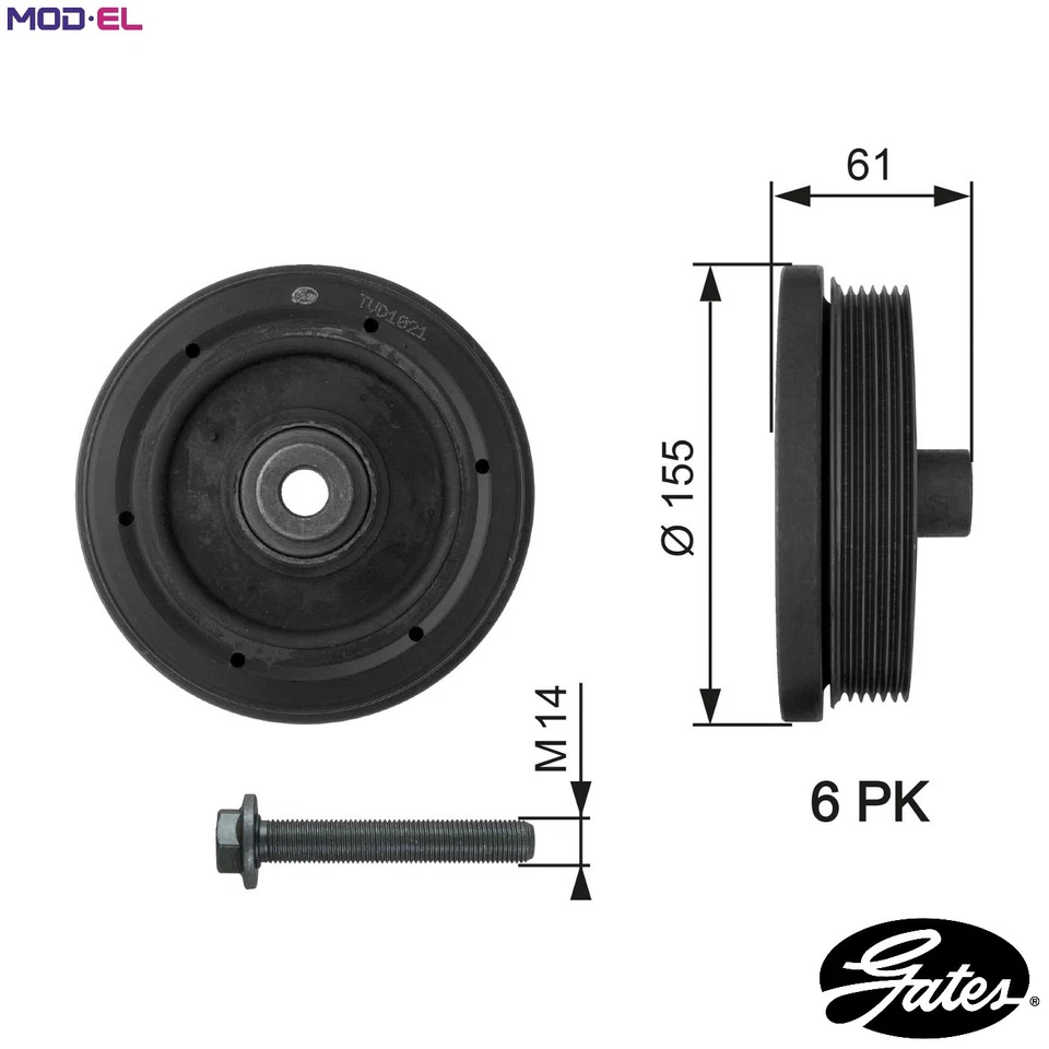 BELT PULLEY CRANKSHAFT TVD1021A FOR FORD MONDEO/IV/Turnier TRANSIT/CONNECT 1.8L - Image 1 of 4