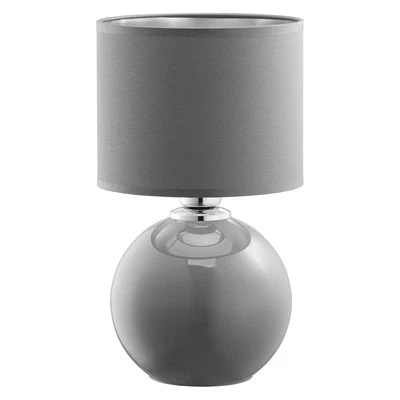 Lámpara de Mesa Tela Cristal Gris Grafito 36CM E27 Dormitorio Mesa de Noche Luz - Imagen 1 de 3