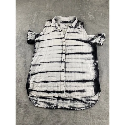 Rock & Republic Tie Dye Cold Shoulder Button Up Shirt Women's Size Medium - Image 1 of 4
