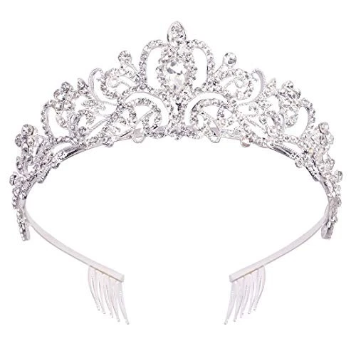 Didder Silver Crystal Tiara Crowns for Women Girls Princess Elegant 01