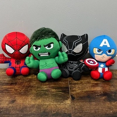 Ty Beanie Babies Marvel Lote de 4 Spiderman, Cpt. America, Black Panther y Hulk Foto 1 de 4