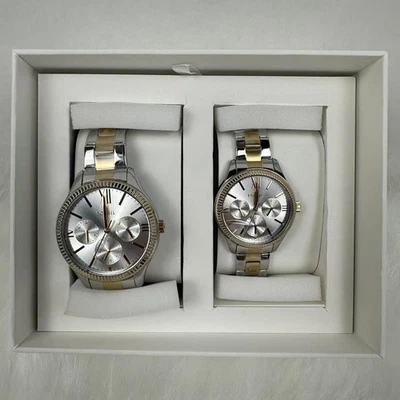Fossil White Dial His and Hers Multifunction Two-Tone Steel Watch Set BQ2737SET - Image 1 of 4