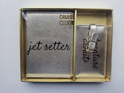 Porta pasaporte dorado brillante + etiqueta de equipaje Jet Setter aventura espera regalo viaje Foto 1 de 4