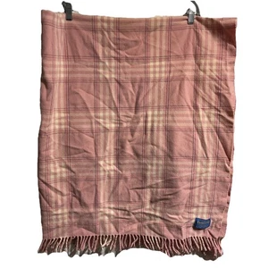Pendleton Schurwolle Decke Rosa Karo Karo 58x50" Fransen Made In USA - Bild 1 von 13