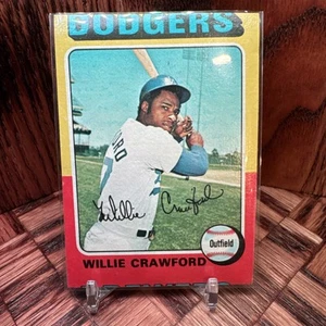 1975 Topps WILLIE CRAWFORD #186 Los Angeles Dodgers miscut error - Picture 1 of 2