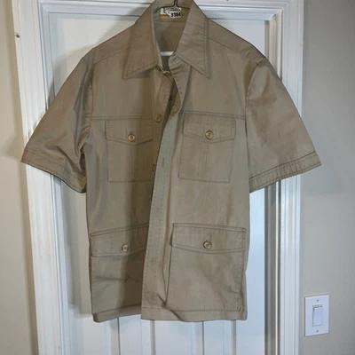 Camisa De Colección LOBO by Pen West Hecha en EE. UU. Caqui Abotonada Manga Corta Para Hombre L Foto 1 de 4