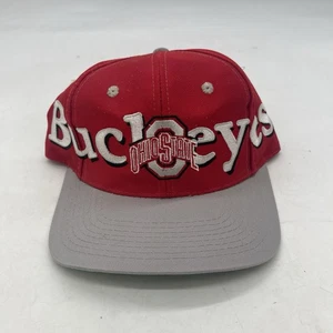 Vintage 90s Ohio State Buckeyes Snapback Hat Big Letter Wrap Around Logo 7 - Picture 1 of 7