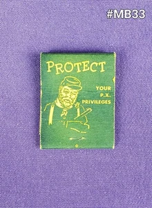 Original WW2 Matchbook Cover "Protect Your P.X. Privileges" #MB33 - Picture 1 of 4