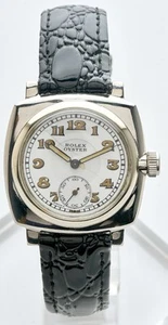 Rolex Oyster ‘1939’ Rare Gents Enamel Dial Vintage Cushion Watch, 32mm Serviced - Picture 1 of 23