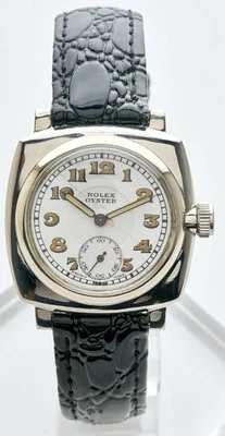 Rolex Oyster ‘1939’ Rare Gents Enamel Dial Vintage Cushion Watch, 32mm Serviced - image 1 of 4