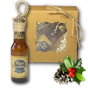 Pabst Blue Ribbon Beer Artisan Vintage Glass Miniature Bottle Unique Ornament - Picture 1 of 7
