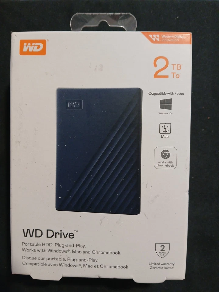 Western Digital WD Drive 2TB Portable Hard Drive Plug-and-Play HDD - Image 1 of 1