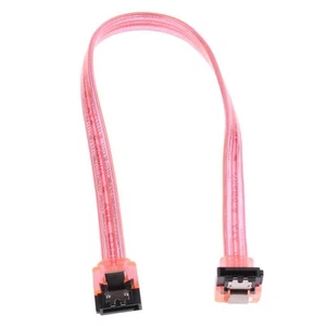 Câble SATA III 6,0 Gbps avec languette de verrouillage et 1 x connecteur 90 degrés rose - Photo 1/6