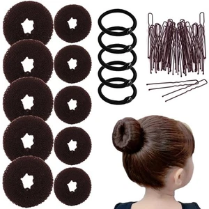 10 Pcs Hair Bun Maker - Donut for Hair(5 medium and 5 Brown - Picture 1 of 6
