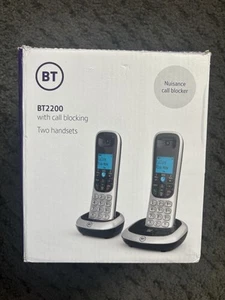 BT 2200 Telefon bezprzewodowy Podwójna słuchawka srebrno-czarna - uciążliwe blokowanie połączeń - Zdjęcie 1 z 3