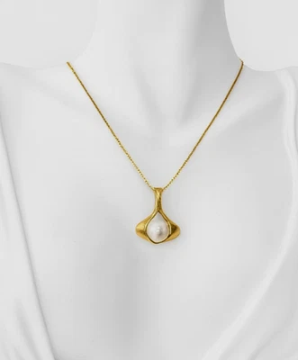 333 Gold Anhänger mit Perle – Vintage Schmuck, punziert, ca. 0,64g  (ohne Kette) - Bild 1 von 4