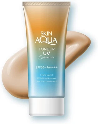 Nuevo ROHTO SKIN AQUA TONE UP UV ESSENTIAL 80g Protector Solar SPF50+ PA++++ Beige Latte Foto 1 de 4