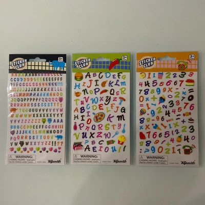 Lote de 3 Pacotes de Adesivos Epóxi Vintage 2011 Toysmith Adesivo Clube Letras Números - Imagem 1 de 3