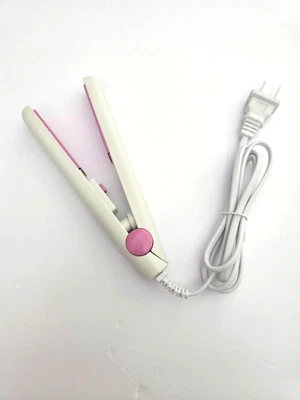 Mini plancha de pelo portátil plancha de pelo rizadora planchas de pelo - ROSA Y blanco Foto 1 de 2
