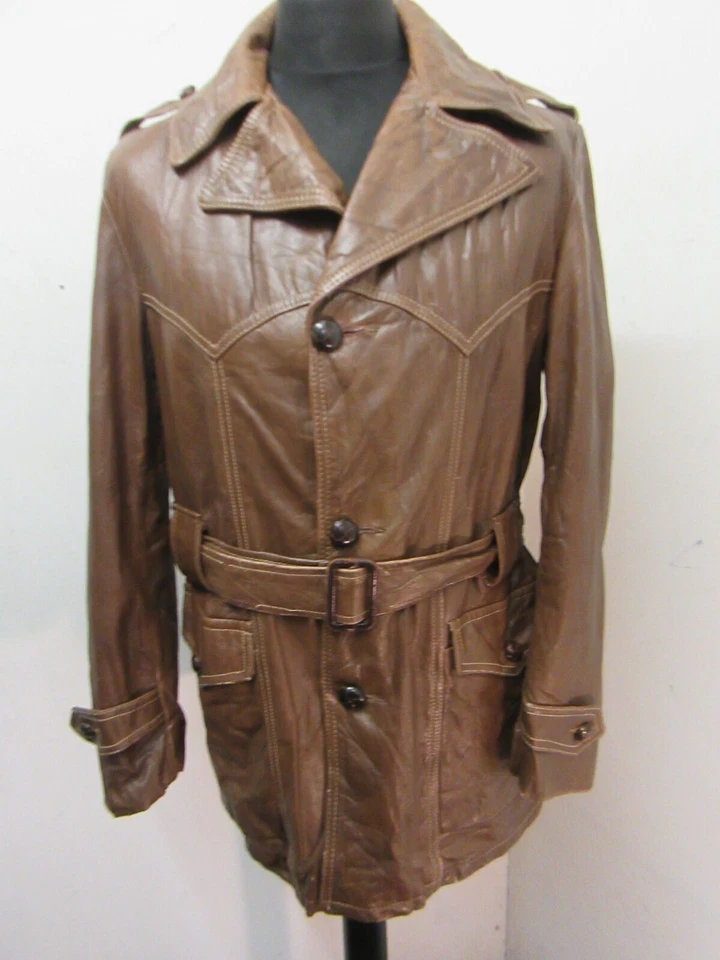 ВИНТАЖНЫЙ 70-Х КУПЕР США КОЖАНАЯ КУРТКА РАЗМЕР UKS, STARKY И КЛАТЧ СТИЛЬ + ПОДКЛАДКА - Изображение 1 из 4
