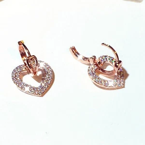 2.1 Ct Round Cut Diamond Simulated Wedding Drop/Dangle Earrings Rose Gold Plated - Picture 1 of 4