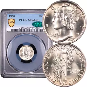 Mercury Dime 1930 10c graduación profesional MS66 FB CAC - Imagen 1 de 5