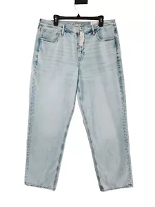 New American Eagle 90’s Straight Jeans sz 18 Blown Out Blue High Rise Stretch - Picture 1 of 12