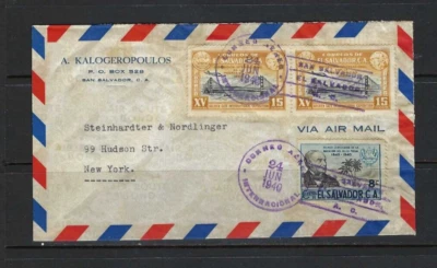 'SAN SALVADOR''  cover   ''GOLDEN GATE pair-''ROWLAND HILL  TO   N.Y.  U.S. 1940 - Image 1 of 3