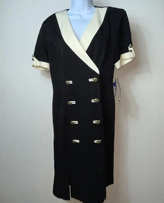 Nuevo Vestido Blazer Traje De Colección Años 80 Danny and Nicole Doble Pecho Negro Blanco 10P Foto 1 de 4