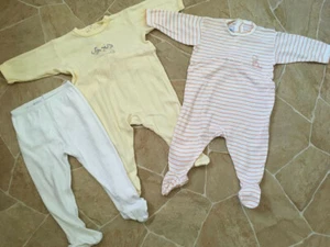 PETIT BATEAU-2x Strampler-Einteiler-1xStrampelhose-Orange-Gelb-Gr:3m/56/60-Set - Bild 1 von 3