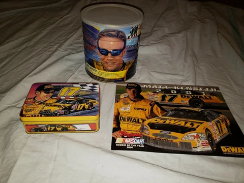 MATT KENSETH Collector Series tins: COFFEE TIN, metal rectangular tin and poster Cover