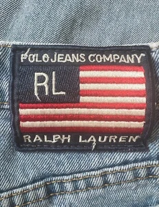 Vintage Polo Ralph Lauren Jean 4 x 29 Light Wash Blue Denim Flag Logo - Picture 1 of 12