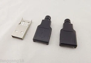 10x USB 2.0 Type A 4 Pin Male Plug Socket Connector Adapter Black Plastic Cover - Picture 1 of 7