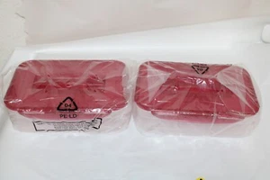 Lock & Lock SET OF 2 RED Food Storage Containers & Lids With Handle K32451 - Picture 1 of 6