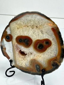 Thick Agate Geode Slab Slice Crystal Carnelian 1.15 lb Brazilian 064 - Picture 1 of 5